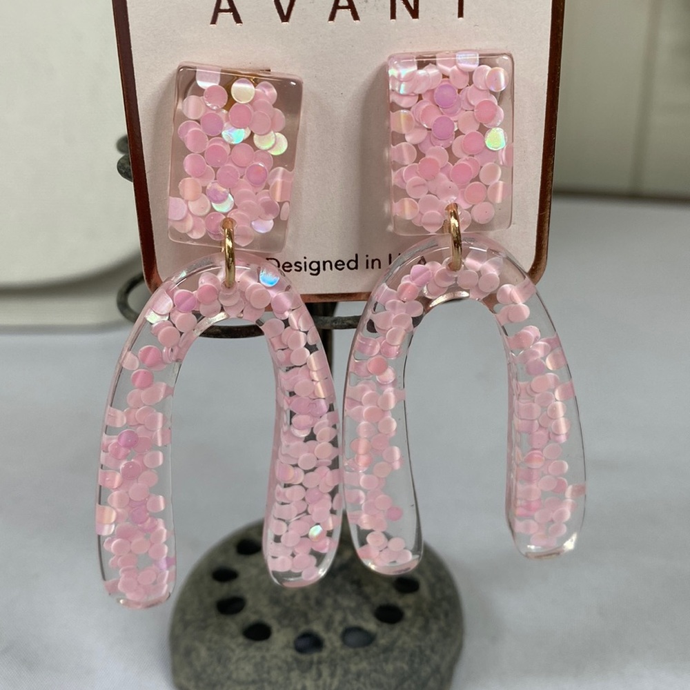 Pink confetti horseshoe style earrings
